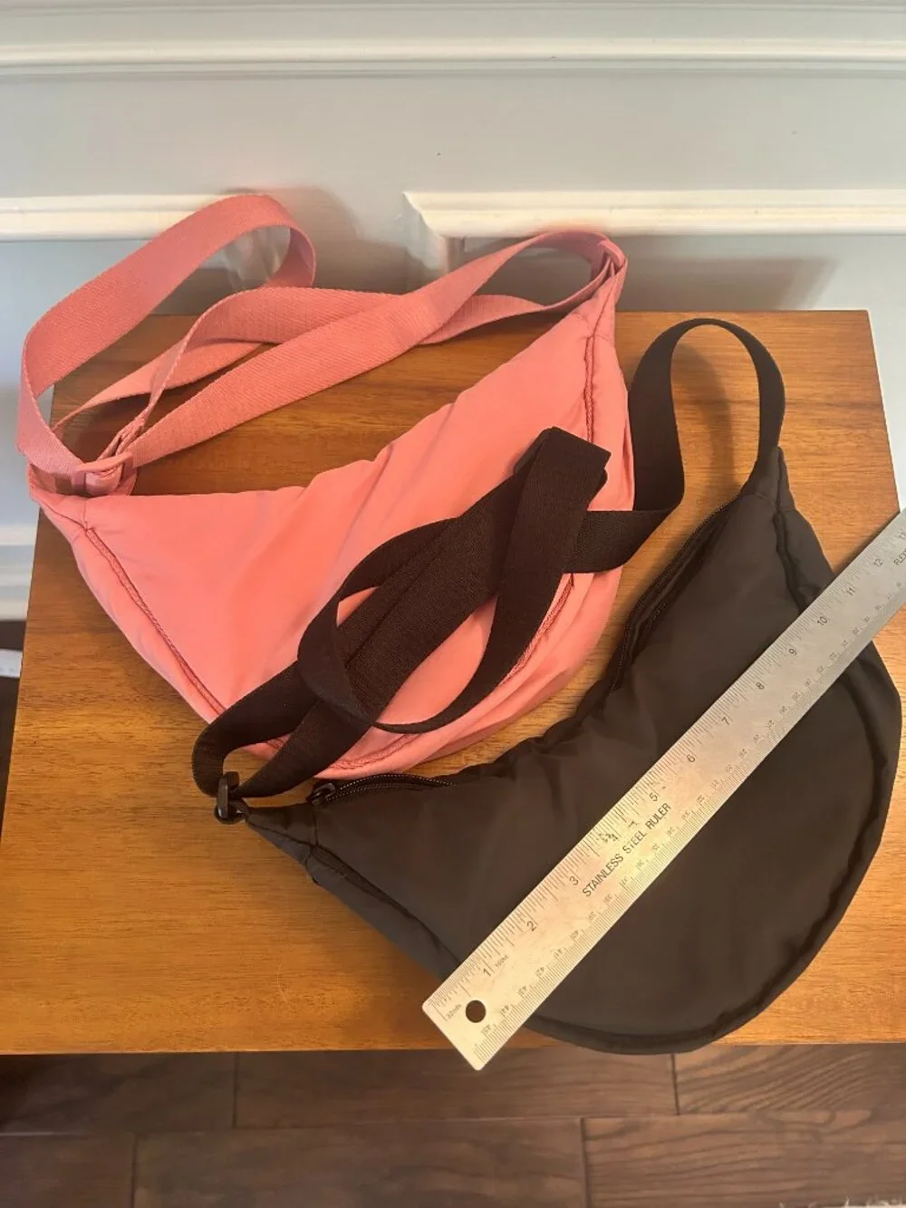 Uniqlo Mini Sling Crescent Bags Set of 2 Black Dusty Pink | Cute & Functional